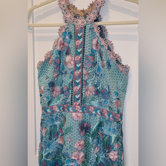 NWOT Marchesa Notte Ruffled Embroidered Guipure Lace Dress - Picture 4 of 5